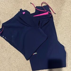 Koi French Bull navy with pink accents size small